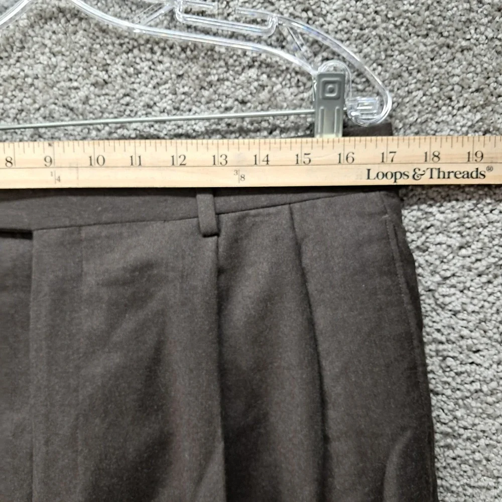 Jos A Bank Executive Collection Mens Pleated Cuffed Dress Pants Brown 34x32